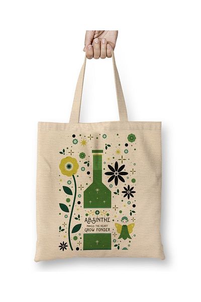 Baskı Dükkanı Absinthe Green Fairy υφασμάτινη τσάντα με μακριά λαβή