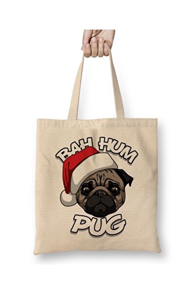 Baskı Dükkanı Bah Hum Pug Різдвяна тканинна сумка з довгими ручками
