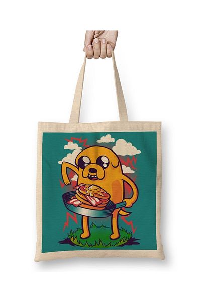 Baskı Dükkanı Adventure Time Bacon Pancakes 03 Geantă din pânză cu mâner lung