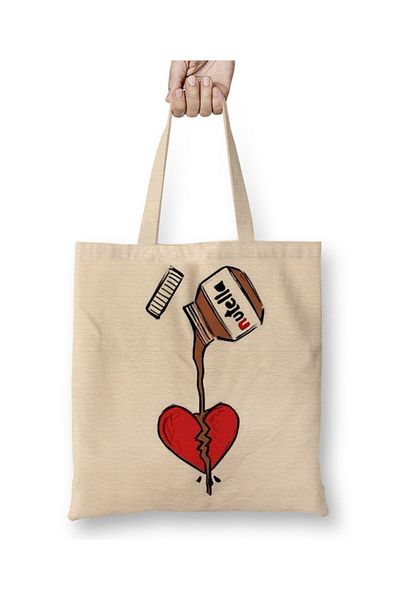 Baskı Dükkanı Nutella & Heart (2) υφασμάτινη τσάντα με μακριά λαβή