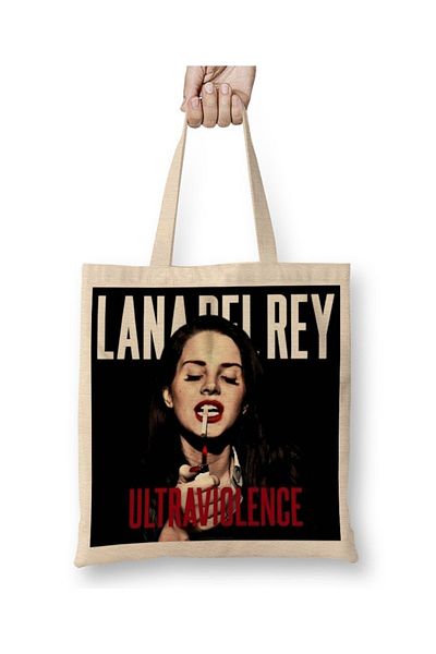 Baskı Dükkanı Geantă din pânză Lana Del Rey Ultraviolence cu mâner lung