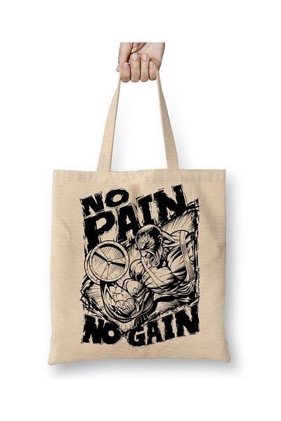 Baskı Dükkanı No Pain No Gain υφασμάτινη τσάντα με μακριά λαβή