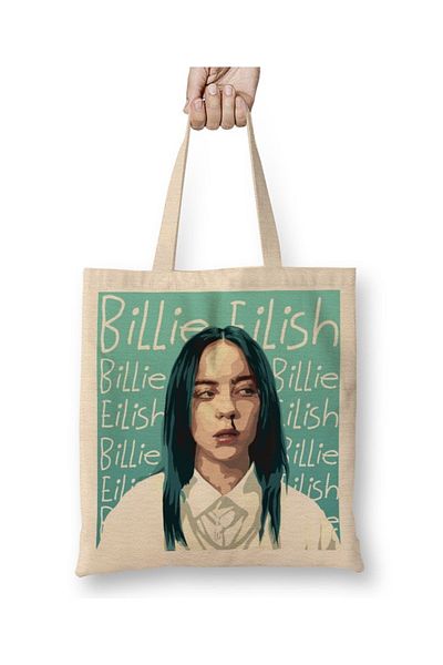 Baskı Dükkanı Billie Eilish 014 Geantă din pânză cu mâner lung