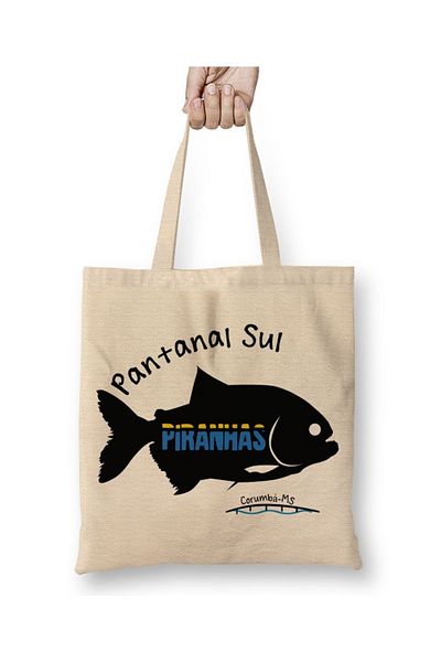 Baskı Dükkanı Υφασμάτινη τσάντα Piranha Fish με μακριά λαβή