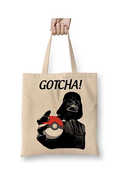 Baskı Dükkanı Pokemon Pikachu Pokeball Star Wars Darth Vader Tkanina Torba Du...