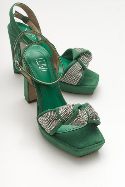 Luvi Berta Green Wildleder Stone Damen-Schuhe mit Absatz