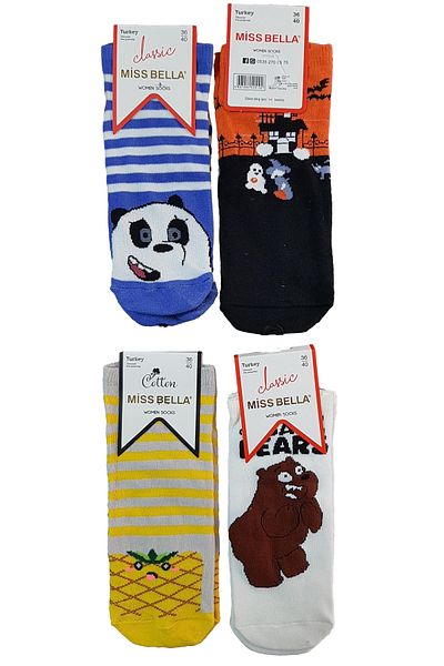 Missbella Socks 4 чифта дамски летни забавни цветни чорапи до глезена