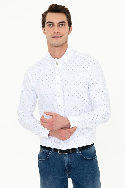 Pierre Cardin Men's White Standard Length Long Sleeve Shirt
