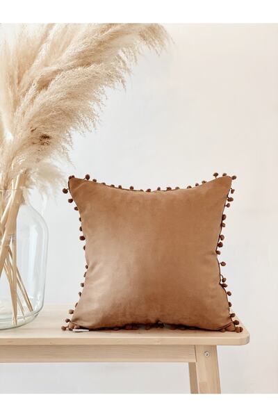 Hestia Home Μίνι Μαξιλαροθήκη με Πομπόν Κάλυμμα Μαξιλαριού Αποξηραμένο Τριαντ...