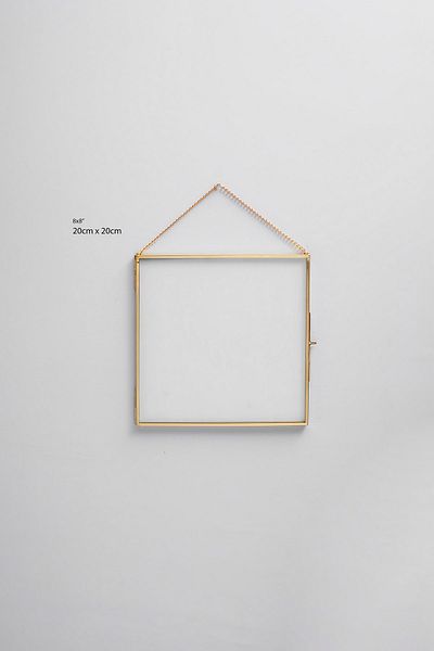 El Crea Designs 20x20cm Brass Gold Vertical Horizontal Wall Hanging Chain Glass Picture Photo Frame Scandinavian Decor