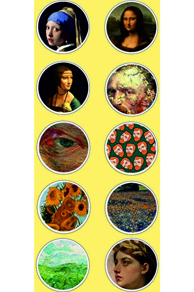 TELLGRAF REKLAM HİZMETLERİ Famous Paintings Round Sticker (4x4 Cm 24 Pieces)