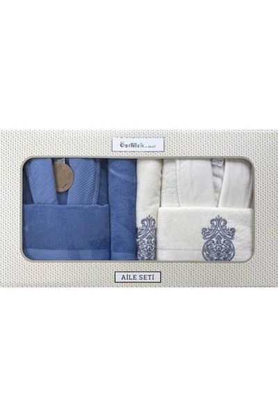 Özdilek Σετ Οικογενειακό Μπουρνούζι Cream Blue Stone 6 τεμαχίων
