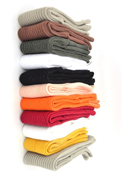 uçankuş Mixed Color Plain 11-Pack Knee-High Baby Children's Socks