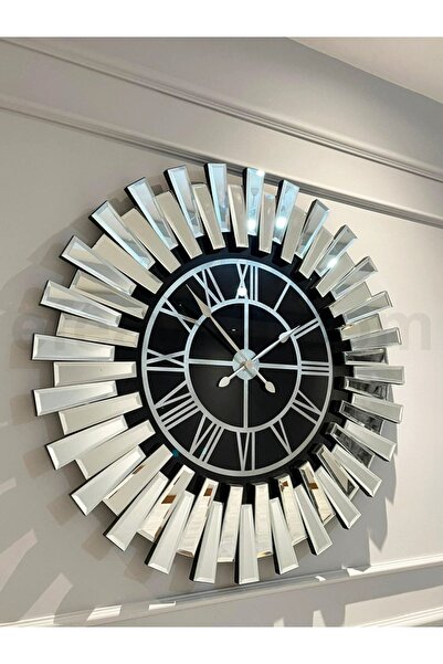 Efe Ayna Piyano X-gümüş Ayna Duvar Saati 83cm