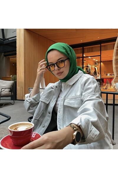 VALORSCARF Benetton Yeşili Pamuk Kraş Şal