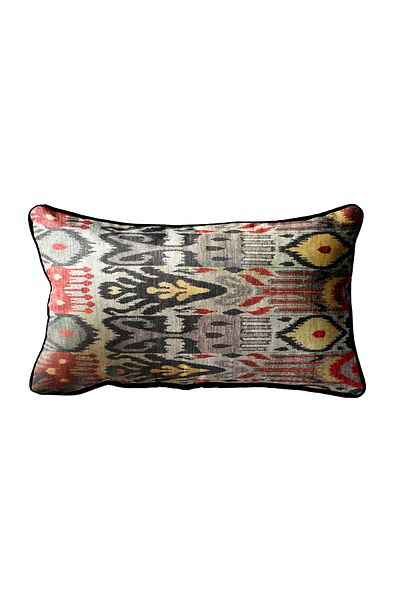 Alacastore Față de pernă decorativă dreptunghiulară cu model Ikat cu țevi negre