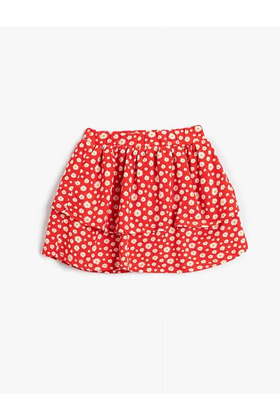Koton Mini Floral Skirt Ruffled Elastic Waist Cotton