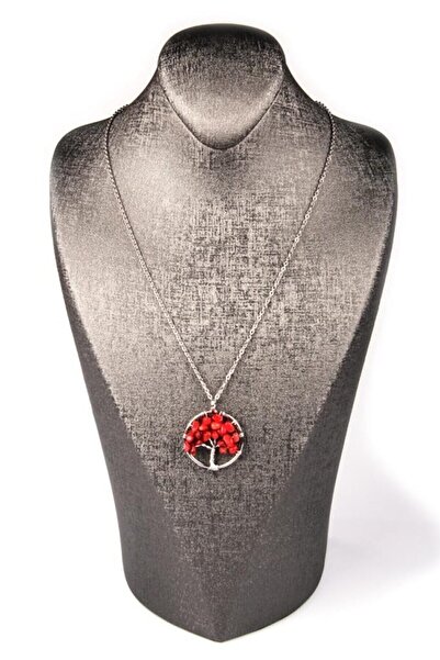 Armis Mercan Taşı Hayat Ağacı Doğal Taş Kolye Ucu