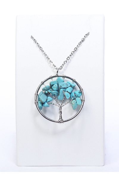 Armis Turquoise (firuze) Stoned Tree of Life Natural Stone Pendant