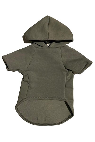Monopetz سويت شيرت بغطاء للرأس للكلاب والقطط - مقاس L - أخضر عسكري داكن عادي