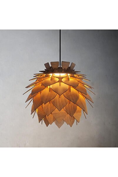 Design OTTO Lotus Dekoratif Avize Sarkıt Abajur Lambader Şapkası Ceviz