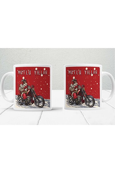 Genel Markalar Kişiye Özel Yeni Yıl Motorlu Noel Baba Baskılı Kupa