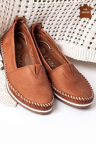Lal Shoes & Bags Barve (100%) Γνήσιο δέρμα Άνετα Γυναικεία Flat-tan
