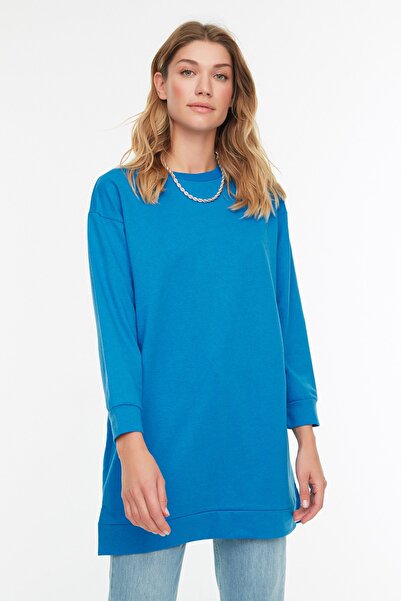 Trendyol Modest Sweatshirt - Blue - Relaxed fit