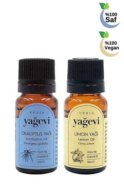Yağevi 10ml Lemon Oil and 10ml Pure Eucalyptus Essential Oil Set - 2 Pieces