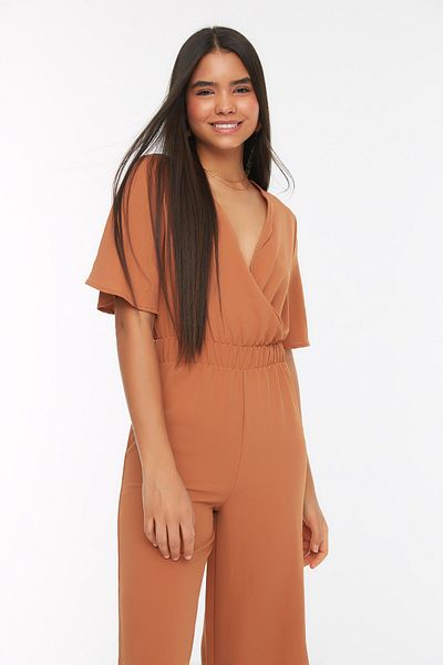 Trendyol Collection Верблюжий двобортний комбінезон з широкими штанинами TWOSS20TU0100