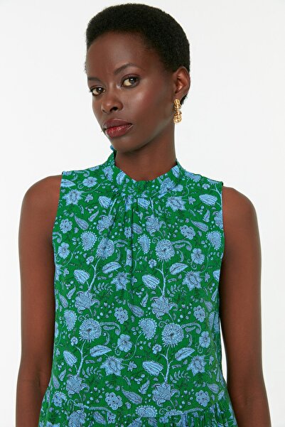 Trendyol Collection Πολύχρωμο φλοράλ στάμπα Φόρεμα μίντι υφαντό σε ίσιο κόψιμο TWOSS20EL0573