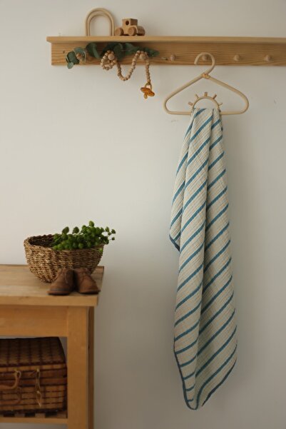 Mujo Baby&Kids بطانية أطفال موسلين مخططة 4 طبقات – 100% قطن عضوي – تركواز