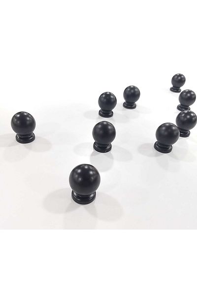 ARON (10 Pieces) Marble Button Handle Matte Black Furniture Cloakroom Drawer Cupboard Dresser Console Handle Single Hole