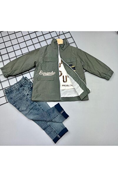 Sparrow Laurel سويت شيرت معطف واق من المطر باللون الأخضر وجينز ليكرا - طقم لل...