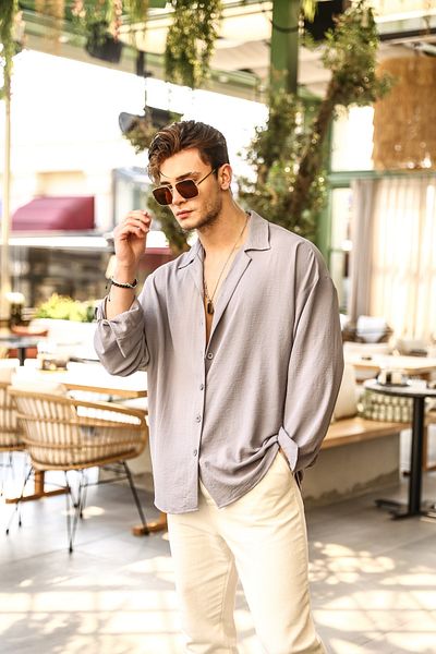 Elzem Aerobin Linen Super Oversize Shirt