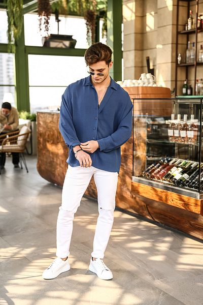 Elzem Aerobin Linen Super Oversize Shirt