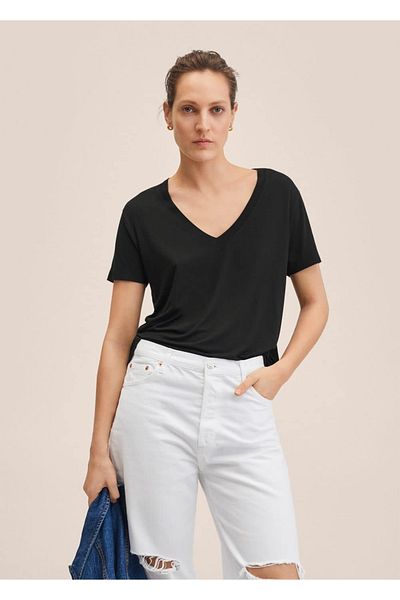 MANGO Woman V-Neck T-Shirt