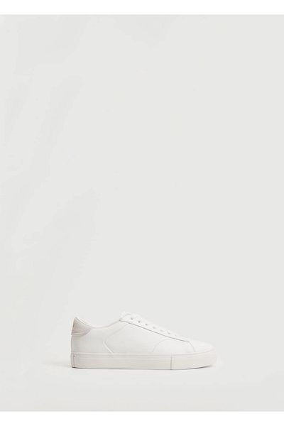 MANGO Woman Weiße Sportschuhe zum Schnüren für Damen aus Leder