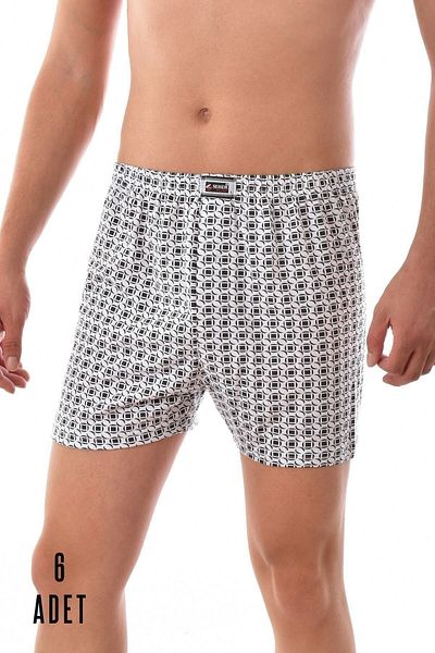 Seher Gümüş Men's Colorful Mixed Pattern Combed Cotton Boxer 1 Pack Shr007-1pc
