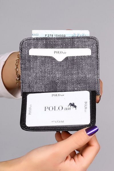 Polo Air Men's Denim Patterned Sports Card Holder Gray