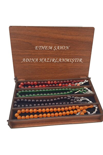 PİGADO Ismli Kutusunda 4 Adet Sıkma Kehribar Efsane Renkler Tesbih Set