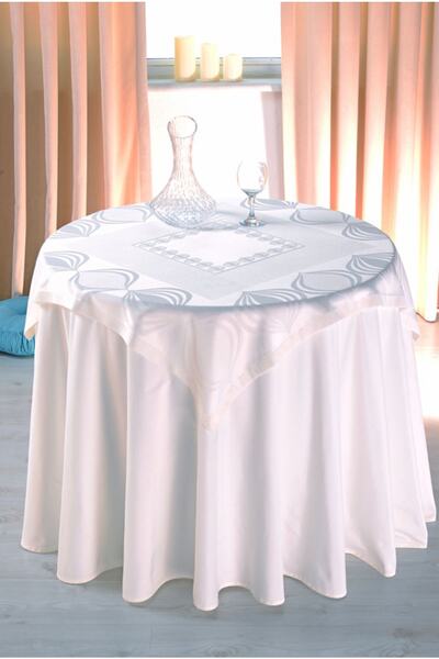 Serussa Kanaviçe Etamin Kapak Masa Örtüsü 100 X 100 Cm 9271 Krem