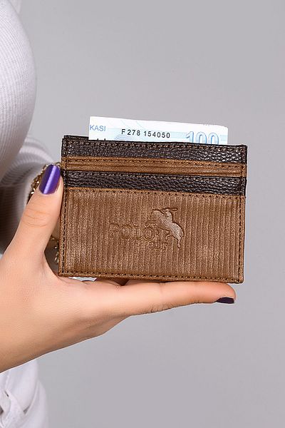 Polo Air Stripe Patterned Men's Card Holder Mink