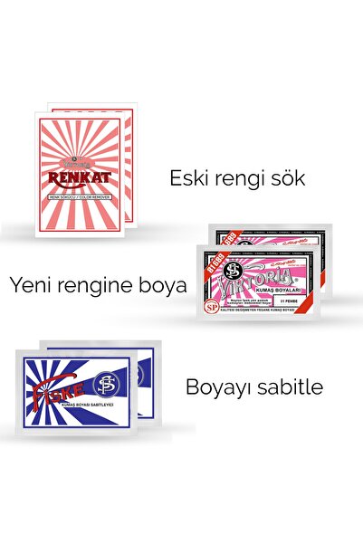 Viktoria Kumaş Rengi Değişim Paketi 2 Adet Renk Sökücü 2 Adet Pembe Boya 2 Ad...