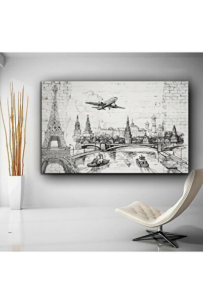 Sebenta Karakalem Paris Kanvas Tablo