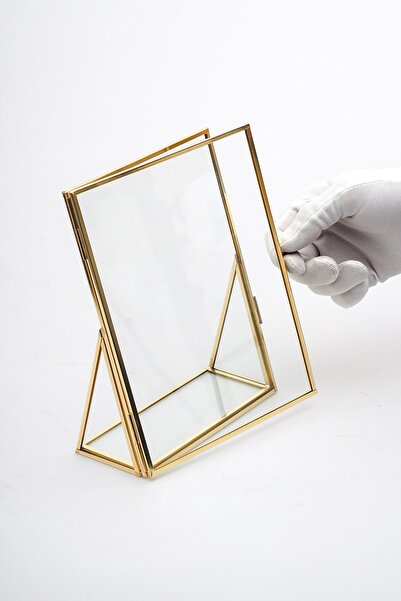 El Crea Designs 20x15cm Gold Pirinç Brass Cam Dikey Masaüstü Fotoğraf Çerçeve...