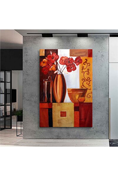 Sebenta Dekoratif Soyut Çiçek Kanvas Tablo