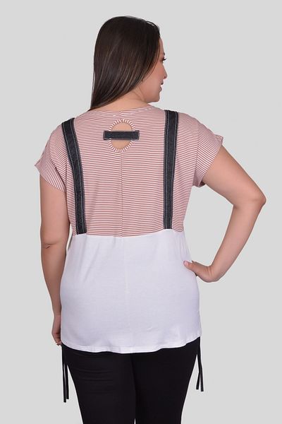 Sude Svp Salopet Look Patterned Low Sleeve Brown Combed Cotton Blouse 6035