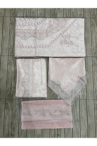 Çalışkan Çeyiz Evi Ultra Lüks Kadife Seccade Takımı 4 Parça