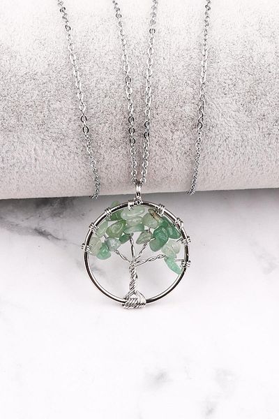 Armis Aventurine Stone Tree of Life Natural Stone Pendant